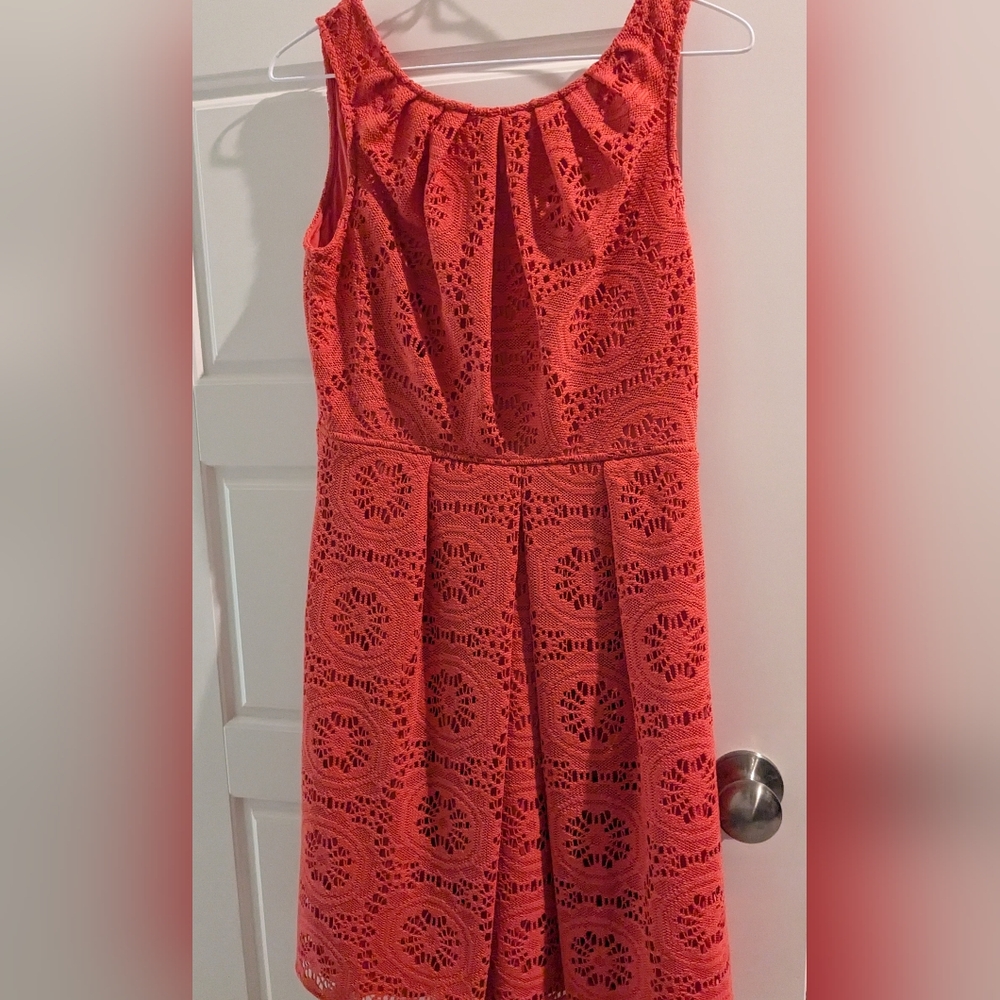 COPY - Coldwater Creek Coral Orange Pleated Sundress